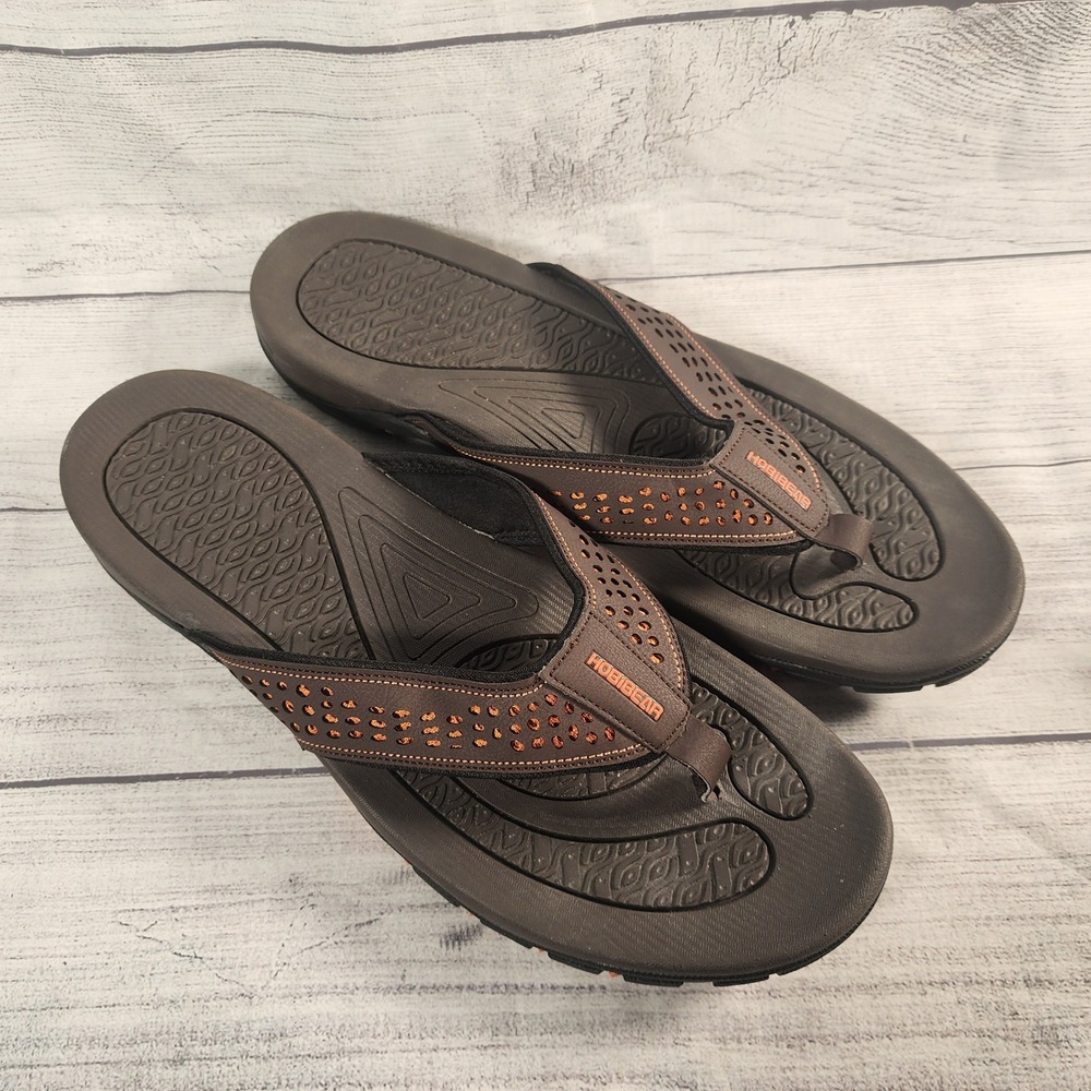 Hobibear Mens Brown Orange Athletic Thong Sandals Flip Flops HR5061 Size 15 US